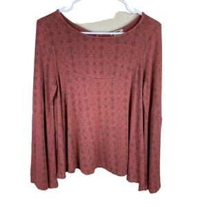 Anama Womens Printed Bell Sleeve Top Size S Boho 90s Grunge Whimsigoth Flowy